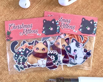 Christmas Kitten Sticker Set - Pegatina, Navidad, gift, regalo, cute, cat, kitty