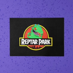 Poscard - Dino Reptar Park / Halloween, dinosaur, chillhood, postal, retro, cartoon