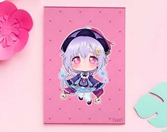 Postcard - Qiqi Ghost spectre Girl/ Anime art, genshin, chibi, cute, loli, anime girl, fantasy