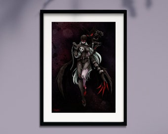 LadyDevimon Print · Anime-Kunst, Kunstdruck, Wandkunst, Teufelsfrau, Frauen, digitales Haustier, digitales Monster