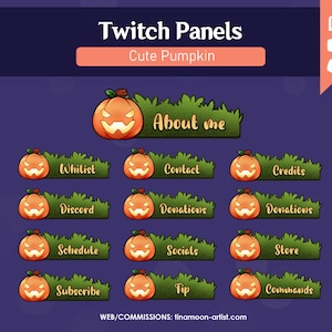 Twitch Cute Pumpkin Panels /Halloween / Kawaii / Bits / Emotes / Stream Graphics