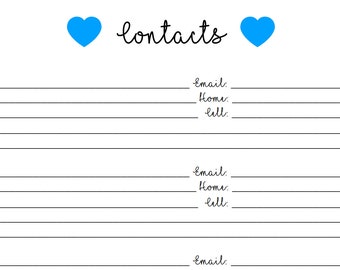 Happy Planner Printable Contacts Page Insert