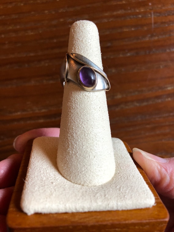 Handcrafted Silver Ring With Amethyst Stone