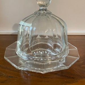 Vintage Heavy Pressed Glass Covered Butter Dish