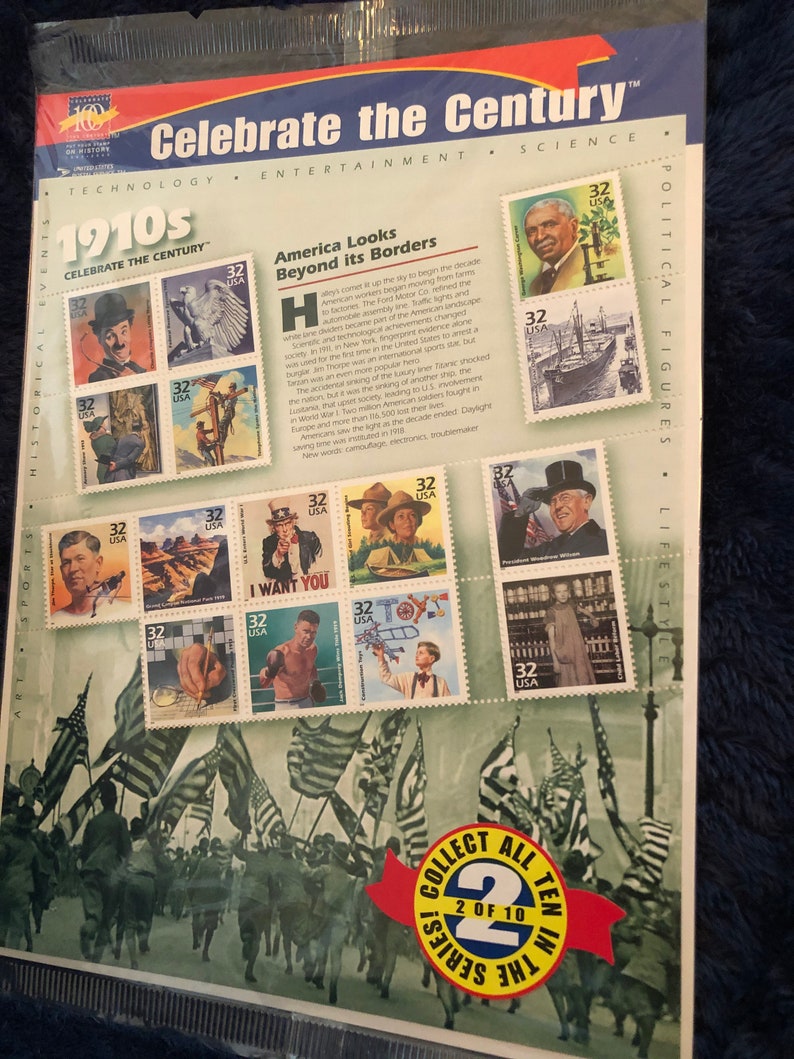 1910's Celebrate the Century USPS Stamp Sheet Etsy