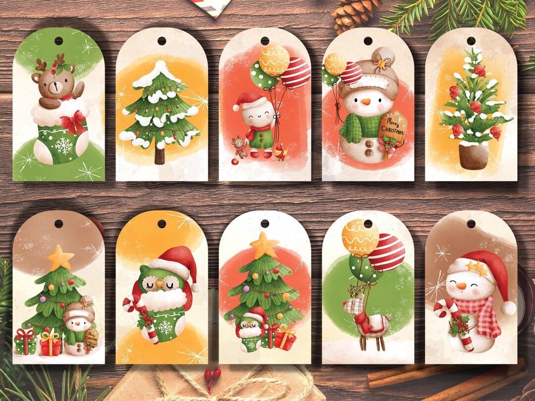 Festive Gift Tags Christmas Gift Tags Printable Christmas - Etsy