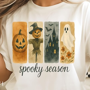 Vintage Halloween Ghost Png Spooky Season Png Coquette Fall Pumpkin Shirt Design Halloween Brushstroke Sublimation Witchy Vibes PNG