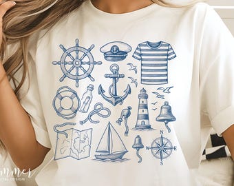 Coastal Sailing PNG Bundle, Summer T-Shirt Designs (Digital Download)
