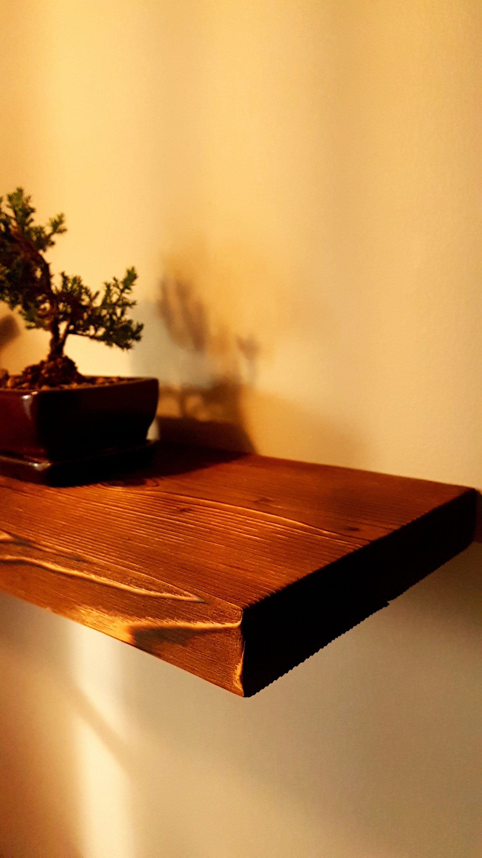 Floating Shelves Solid Wood Shou Sugi Ban Invisible Supports | Etsy