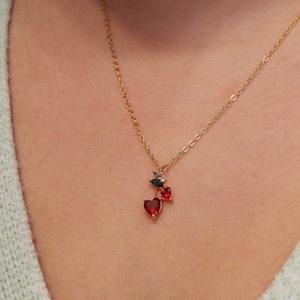 Cherry Necklace, 18k Gold Everyday necklace, Dainty Necklace, Gift for her, Fruit necklace, Gold Jewelry necklace