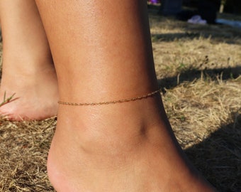 Gold Dainty Anklet, Twist spiral chain, Golden chain, Singapore chain, Gift for her, Dainty Ankle, Minimalist anklet, Summer jewellery,