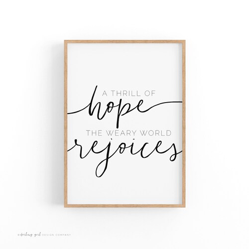 A Thrill of Hope the Weary World Rejoices Printable Wall Art Etsy