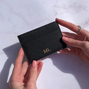 Porta carte in pelle Saffiano - Nero - Personalizzato