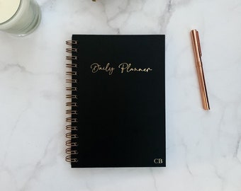 Daily Planner Undated Diary - Black - Personalised