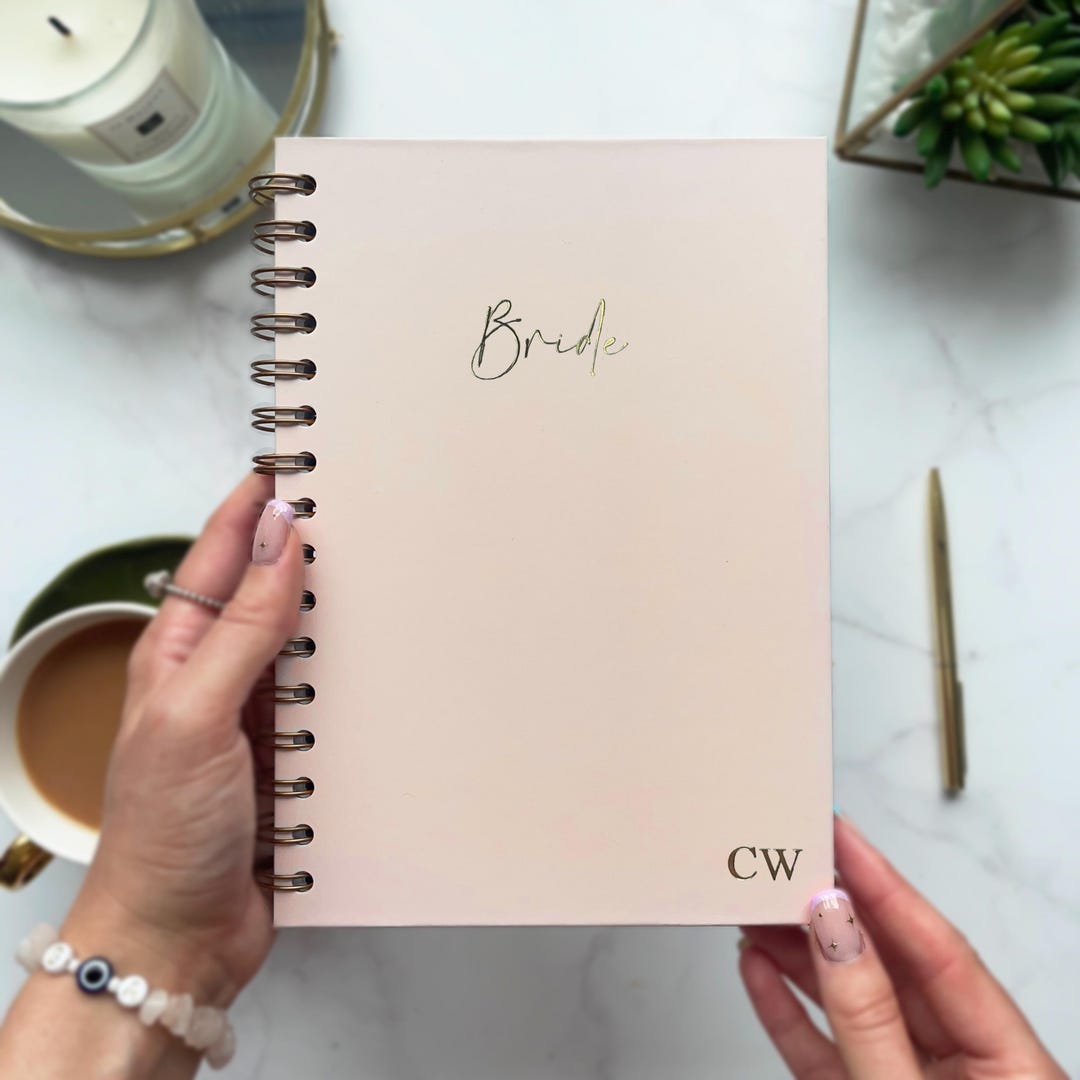 Personalised Bridal Spiral Bound Notebook - Light Pink - Bride ...