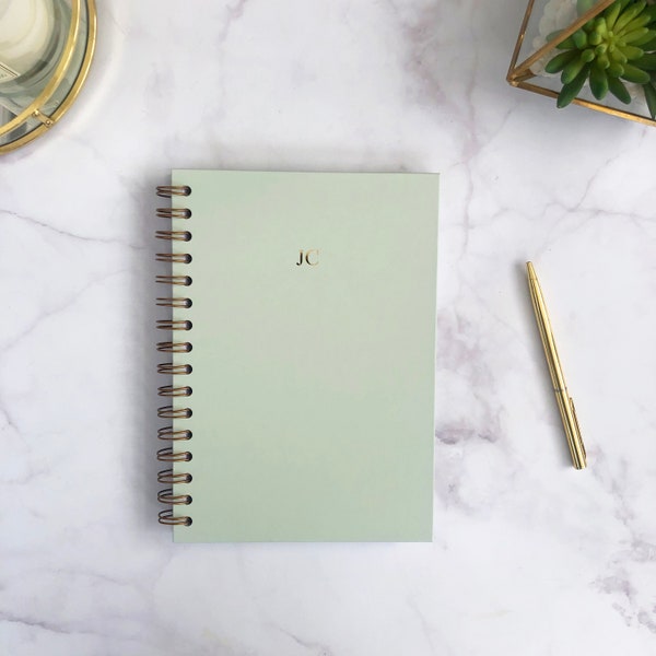 Spiral Bound Notebook - Light Green - Personalised