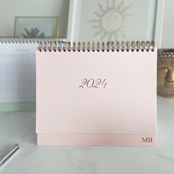 2024 Personalised Desk Calendar - Light Pink