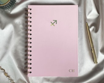 Horoscope Star Sign Spiral Bound Notebook - Dark Pink - Personalised