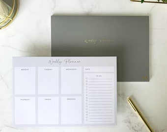 Weekly Planner Notepad - Grey - Personalised