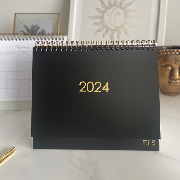 2024 personalisierter Tischkalender - Schwarz