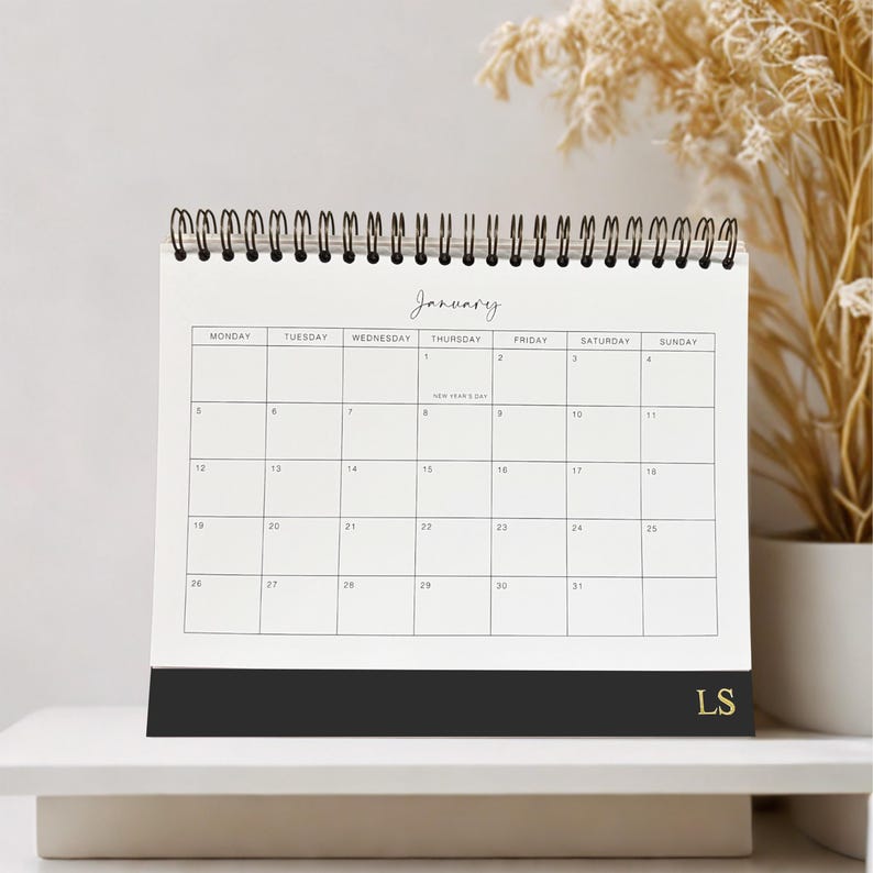 Personalised 2026 Desk Calendar - Black - Etsy UK