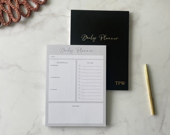 Daily Planner Notepad - Black - Personalised