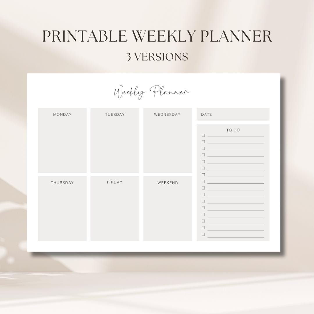 Digital Weekly Planner - Weekly Printable PDF With Schedule & to Do ...
