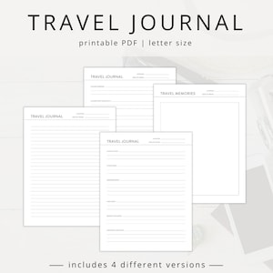 Plantilla de diario de viaje imprimible: Diario de reflexión consciente (PDF tamaño carta)