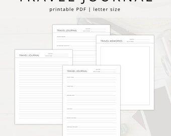 Printable Travel Journal Template: Mindful Reflection Diary (US Letter PDF)