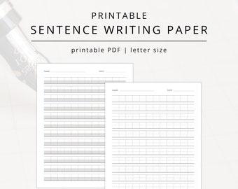 Handwriting Paper PDF for Sentence Writing, Blank Printable Block Writing Practice Worksheet and Adaptive Paper for Students and Teachers