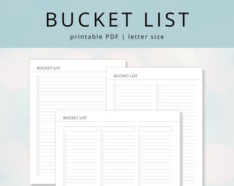Minimalist Bucket List Template: Printable Lifetime Goal Planner & Dream Wish List (PDF Download)