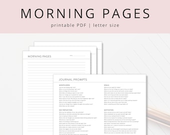 Minimalist Morning Pages PDF with Journal Writing Prompts, Printable Guided Journal Template for Daily Reflection and Mind Dumping