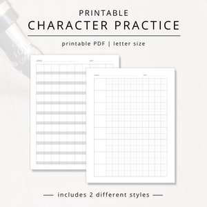 Blanco, op tekens gebaseerde taaloefening werkblad PDF voor het schrijven van Chinees, Japans en Koreaans, afdrukbare taalleerpagina's voor studeren