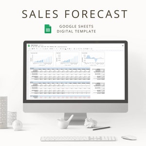 Minimalist Digital Sales Tracker for Small Business Management, Interactive Google Sheets Sales Forecasting Template for Strategic Planning