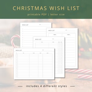Minimalistische Weihnachtswunschliste PDF zum Schenken, druckbare Einkaufsliste für Weihnachtsgeschenke, Weihnachtsgeschenke für die Familie und Wichteln