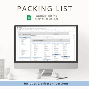 Digital Vacation Packing List Template for Organized Travel Planning, Editable Google Sheets Travel Packing Checklist for Families
