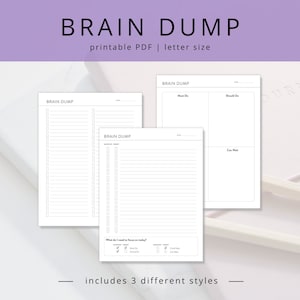 Minimalist Brain Dump PDF Template with Eisenhower Matrix Worksheet, Printable Task List and Decision Matrix, Productivity Planner Insert
