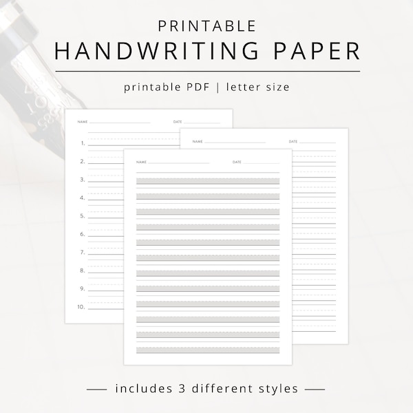 Kids Handwriting Paper PDF for Writing Block and Cursive Letters, Blank Printable Writing Practice Worksheet & Adaptive Paper for Students