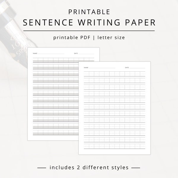 Handwriting Paper PDF for Sentence Writing, Blank Printable Block Writing Practice Worksheet and Adaptive Paper for Students and Teachers