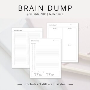 Minimalist Brain Dump PDF Template with Eisenhower Matrix Worksheet, Printable Task List and Decision Matrix, Productivity Planner Insert