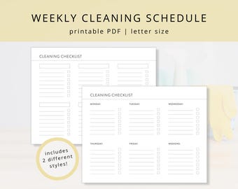 Minimalist Cleaning Schedule Template: Printable Daily & Weekly Chore Chart, Household Planner (PDF Download)