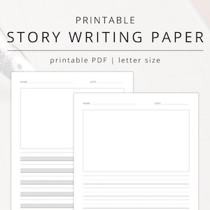 Kids Story Paper PDF for Storytelling, Blank Printable Creative Writing Practice Worksheet, Adaptive Drawing Paper for Students & Teachers