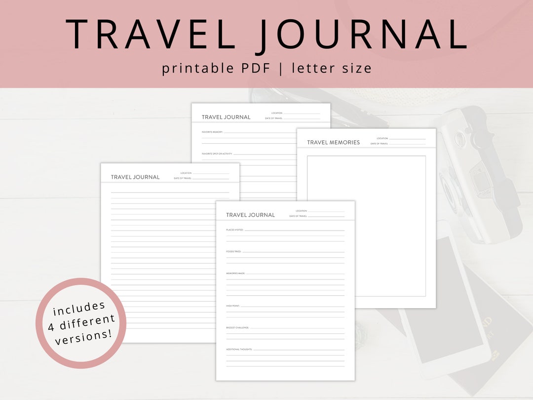 Minimalist Travel Journal PDF Templates for Vacation Memories - Etsy