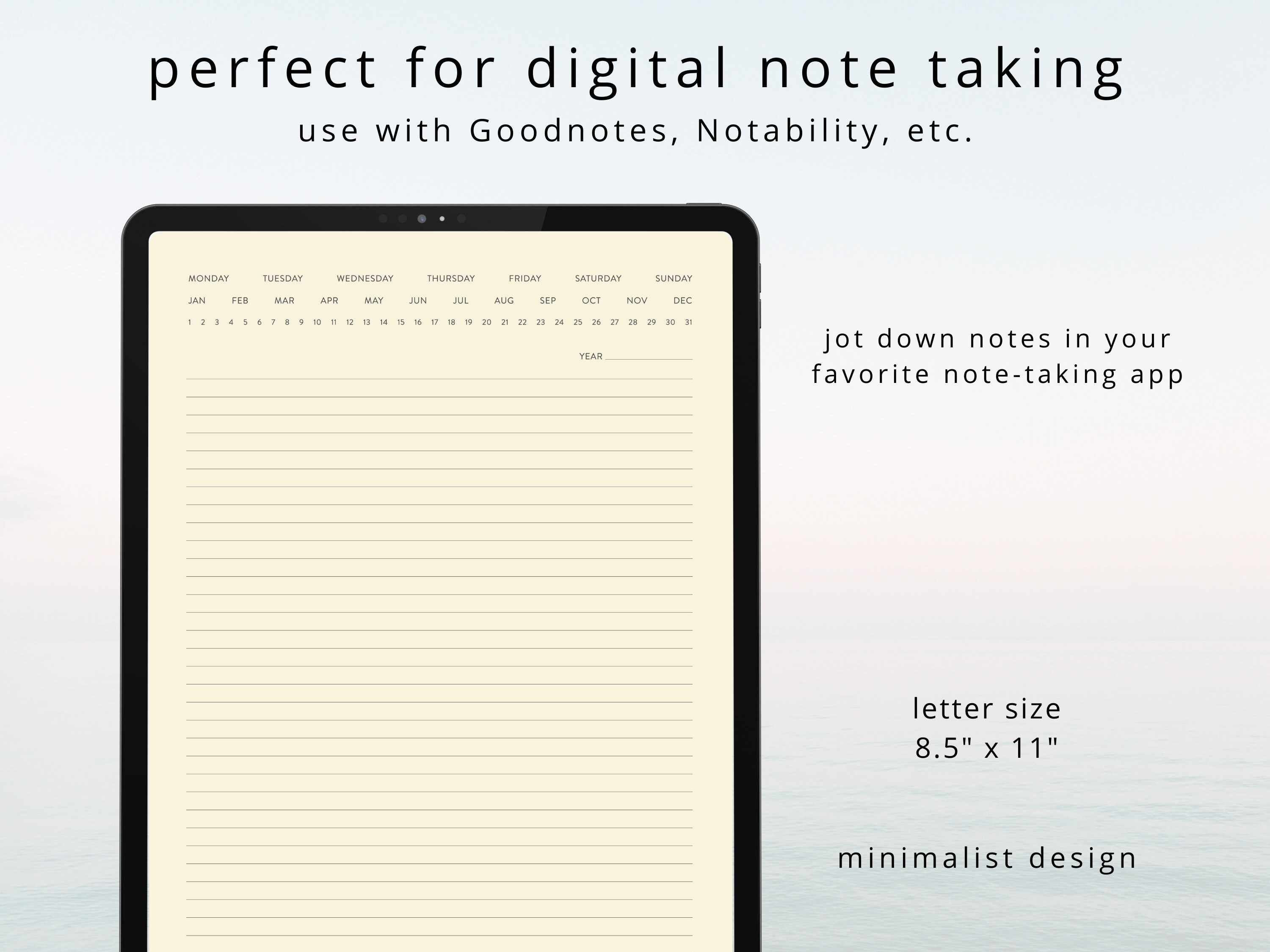 Beige Lined Paper Template: Dated Notes Page (digital Download) - Etsy
