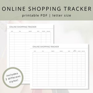 Minimalist Online Shopping Tracker PDF for Personal Purchases, Printable Online Order and Package Delivery Log for Everyday Gift Giving