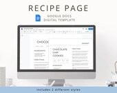 Minimalist Digital Recipe Page for DIY Cookbook and Recipe Binder Organization, Interactive Google Docs Recipe Book Template