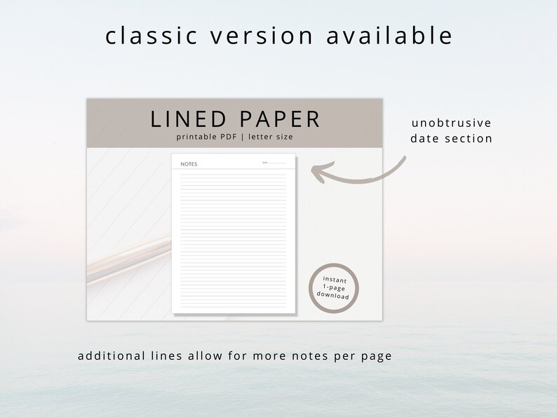 Beige Lined Paper Template: Dated Notes Page (digital Download) - Etsy