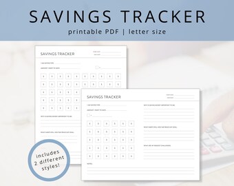 Minimalist Saving Tracker PDF Template for Personal Financial Goals, Printable Savings Challenge Chart & Envelope Money Challenge Template