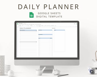 Minimalist Digital Undated Daily Planner Template for Productivity, Interactive Google Sheets Day Organizer & Task List for Time Management