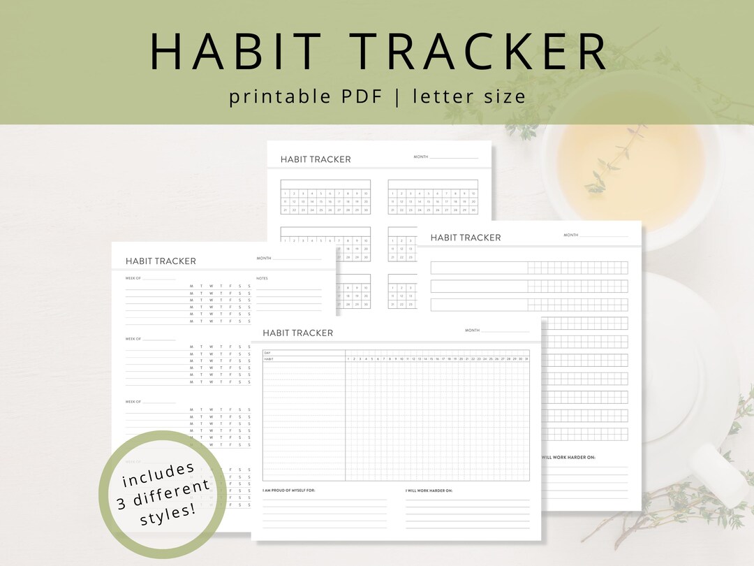 Printable Habit Tracker: Weekly & Monthly Routine Tracker Checklists ...